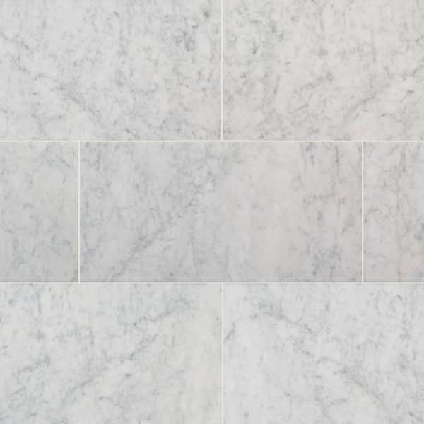 MSI Carrara White 12 in. x 24 in. Polished Marble Floor and Wall Tile (12 sq. ft./Case)