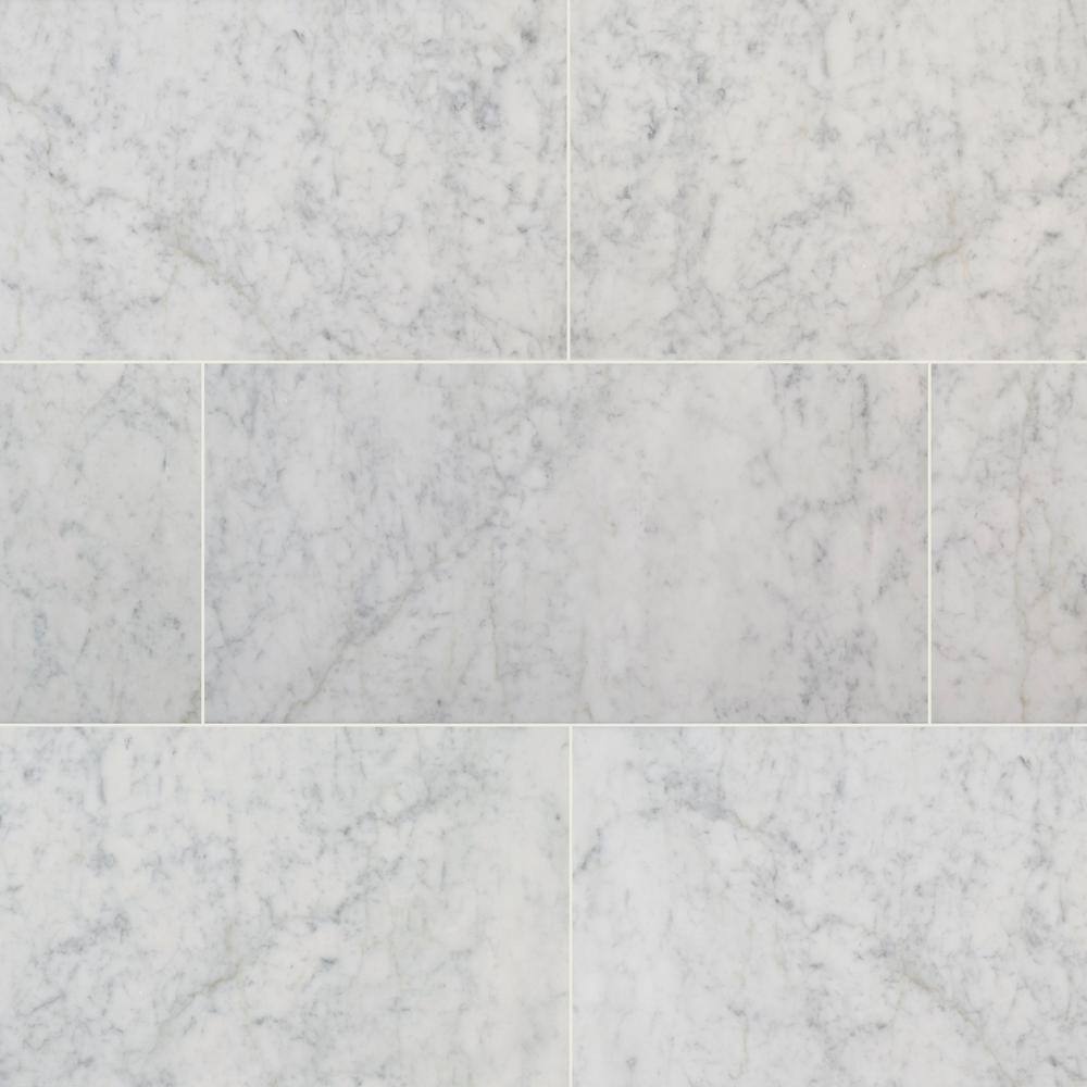 MSI Carrara White 12 in. x 24 in. Polished Marble Floor and Wall Tile