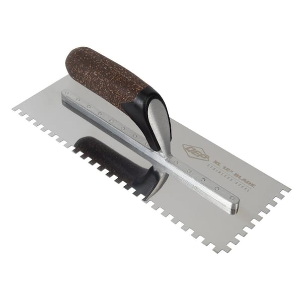 QEP 1/4 in. x 1/4 in. x 1/4 in. Cork Handle XL Stainless Steel Square-Notch Flooring Trowel