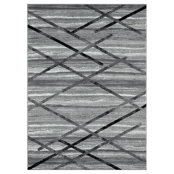 CONTEXT Breeze Black 3 ft. x 5 ft. Contemporary Modern Lattice Polypropylene Area rug