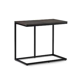 Ward Solid Mango Wood and Metal 28 in. Wide Square Industrial Wide C Side Table in Warm Grey