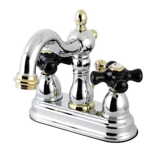Duchess 4 in. Centerset 2-Handle Bathroom Faucet with Plastic Pop-Up in Polished Chrome/Polished Brass