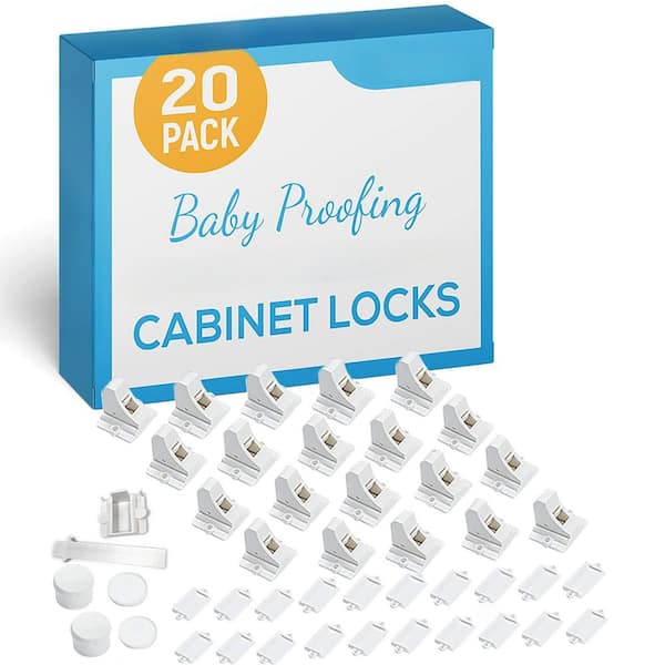 20-Pack Magnetic Cabinet Locks Baby Proofing, Children Proof Cupboard Drawers Latches, Adhesive Easy Installation