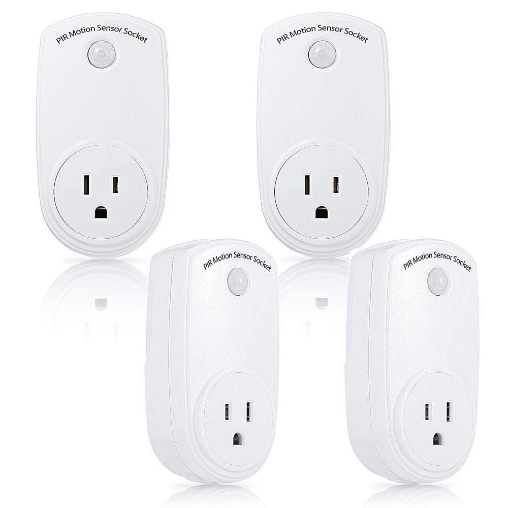 10-Watt Motion Sensor Socket Plug-In Dusk to Dawn Light Control Indoor Compatible Bulb Type White 4-Pack price history on PriceWatchPro
