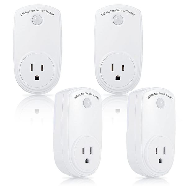 10-Watt Motion Sensor Socket Plug-in Dusk to Dawn Light Control Indoor Compatible Bulb Type White 4-Pack