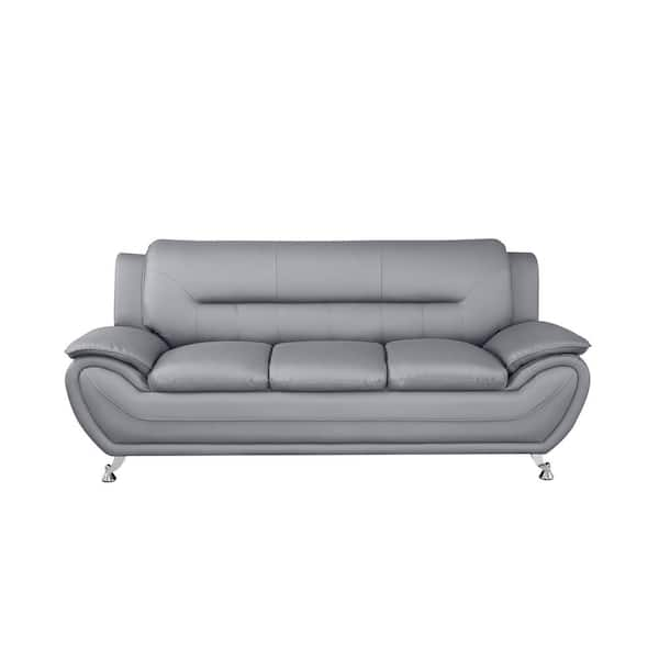 US Pride Furniture Sanuel 79 in. Round Arm 3-Seat Sofa in Gray S5397-S ...