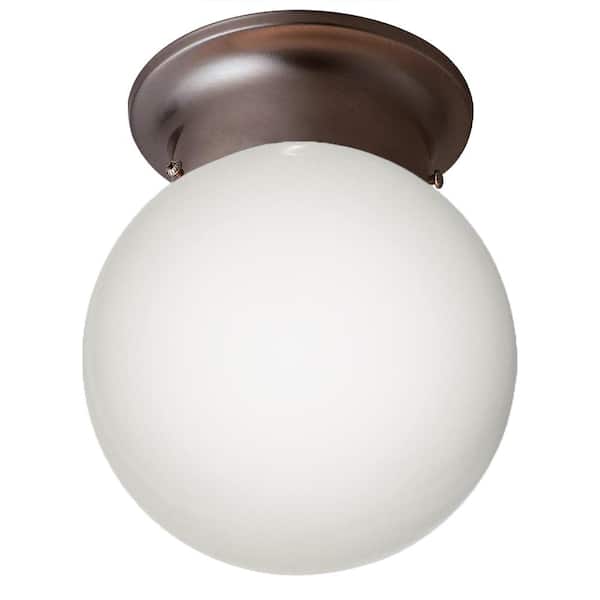 Bel Air Lighting Dash 6 in. 1-Light Oil Rubbed Bronze Flush Mount Ceiling Light Fixture with Opal Glass