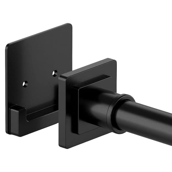 79 in. Stainless Steel Adjustable Tension Shower Curtain Rod with Holders for Bathroom, Windows, Closet, Matte Black