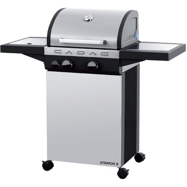 Cadac Stratos 2-Burner Freestanding Propane Gas Grill in Stainless Steel with Side Burner