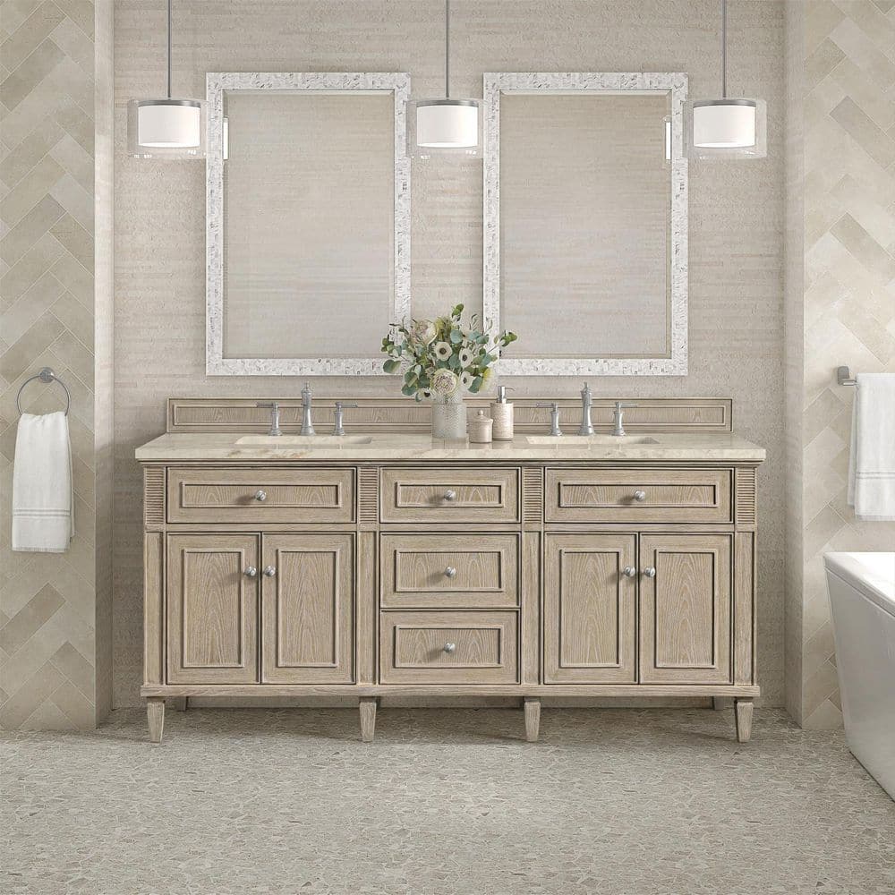 Lorelai 72.0 in. Double Bath Vanity in Whitewashed Oak with Tajnar Wireless Charging Engineered Composite Top price history on PriceWatchPro