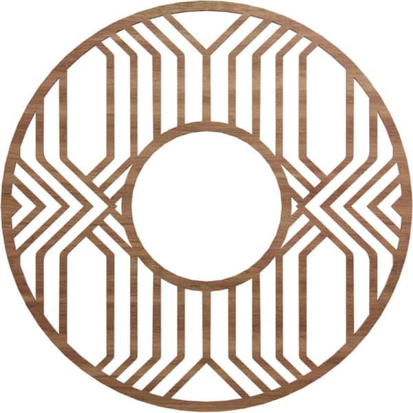 Ekena Millwork 24 in. x 24 in. x 1/4 in. Empire Wood Fretwork Pierced Ceiling Medallion, Walnut