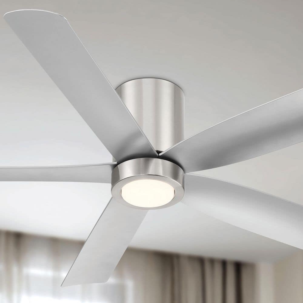 CORMAC 5-Blade 52 in. Indoor/Outdoor Brushed Nickel Low Profile Ceiling Fan with Color Select LED Light and Remote price history on PriceWatchPro