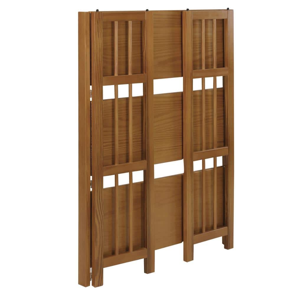 Mission Chestnut Medium Stained 3-Shelf Stackable Wood Bookcase