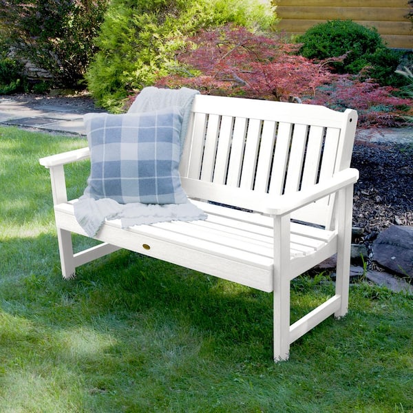 Highwood Lehigh 48 In 2 Person White, Recycled Plastic Outdoor Storage Bench