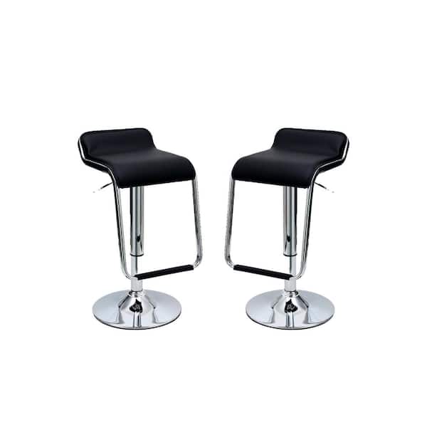 Manhattan Comfort Sophisticated Horatio Black Bar Stool with a Hanging Footrest (Set of 2)