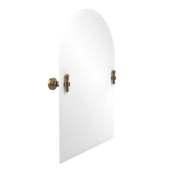 Allied Brass Retro-Wave Collection 21 in. x 29 in. Frameless Arched Top Single Tilt Mirror with Beveled Edge in Brushed Bronze