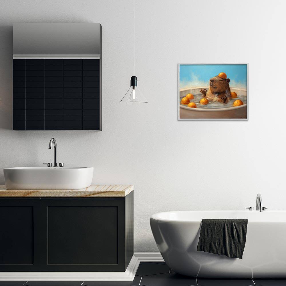 Capybara in Orange Bath by Lucia Heffernan Gray Framed Animal Giclee Art Print 16 in. x 20 in. price history on PriceWatchPro