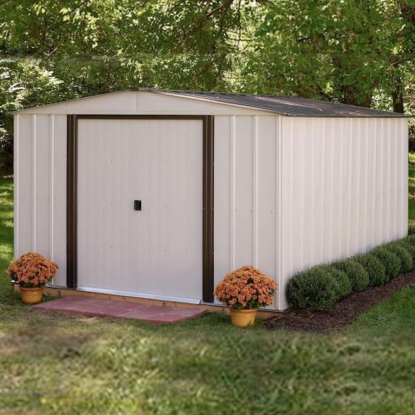 Coffee Galvanized Metal Shed, Home Depot Outdoor Metal Storage Sheds