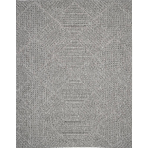 Home Decorators Collection Palamos Light Gray 8 ft. x 10 ft. Geometric Contemporary Indoor/Outdoor Patio Area Rug