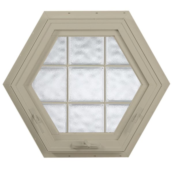 Hy-Lite 27.75 in. x 24 in. Acrylic Block Hexagon Awning Vinyl Window - Tan