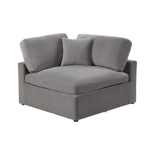 Best Master Furniture Remington Gray Velvet Modular Corner Chair