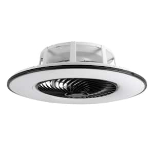 11.02in. Indoor Classic Black and White Low Profile Ceiling Fan with LED Lights, 6 Speeds, 3 Colors