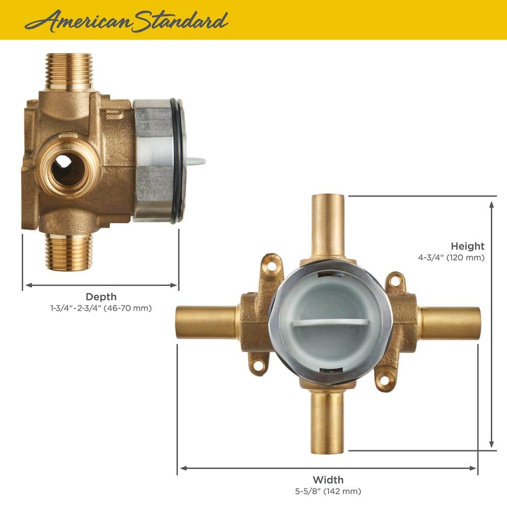 Flash Brass Shower Rough-In Valve with Stub-Outs