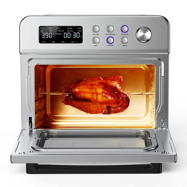 23.3 qt. Countertop Air Fryer that provides 13 Smart Programs with Rotisserie, LCD Digital Screen, Stainless Steel.
