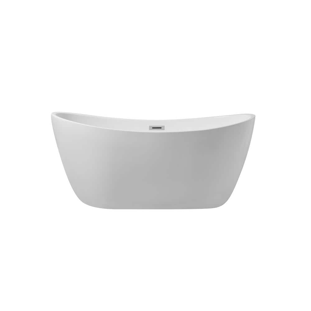 Timeless Home 54 in. L x 29 in. W x 24 in. H Oval Acrylic Flatbottom Non-Wh