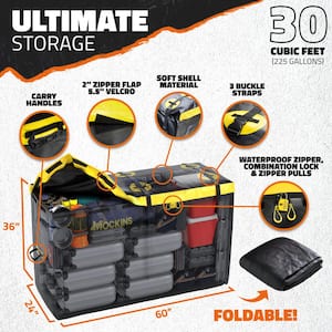500 lbs. Capacity 60 in. x 24 in. x 14 in. Hitch Cargo Carrier w/High Rails, Rear Lights, 30 CuFt Cargo Bag, Net, Straps