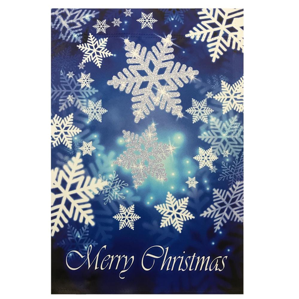28 in. x 40 in. Merry Christmas and Snowflakes Blue and White Garden Flag price history on PriceWatchPro