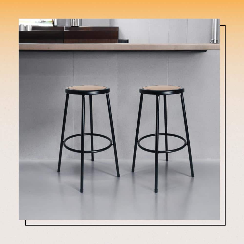Felix 30" Black Metal Adjustable Backless Stool