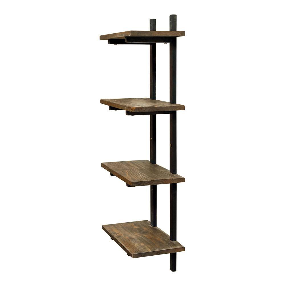 Pomona 48"H Metal and Solid Wood Wall Shelf