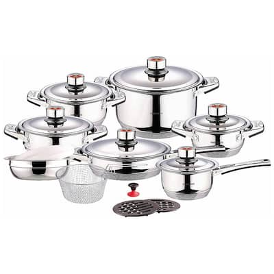 18-Piece Stainless Steel Cookware Set, Induction Compatible