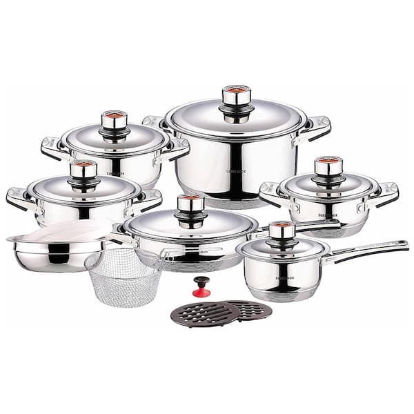 18-Piece Stainless Steel Cookware Sets Nonstick Induction Kitchen