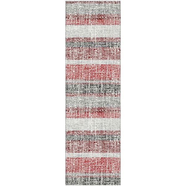 Mayfield Premium Machine Washable Abstract AMF2122 Burgundy 2 ft. x 7 ft. Runner Rug