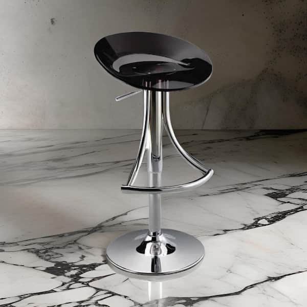 Benjara 29 in. Black and Chrome Backless Metal Bar Stool with Plastic Seat