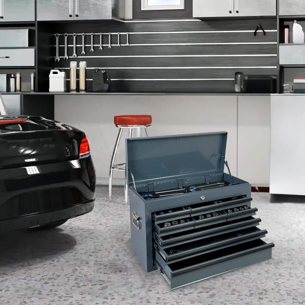 24 in. 9-Drawer Gray Metal Tool Box, Portable Steel Tool Chest with EVA Liners,Auto-Locking,Powder-Coated Finish price history on PriceWatchPro
