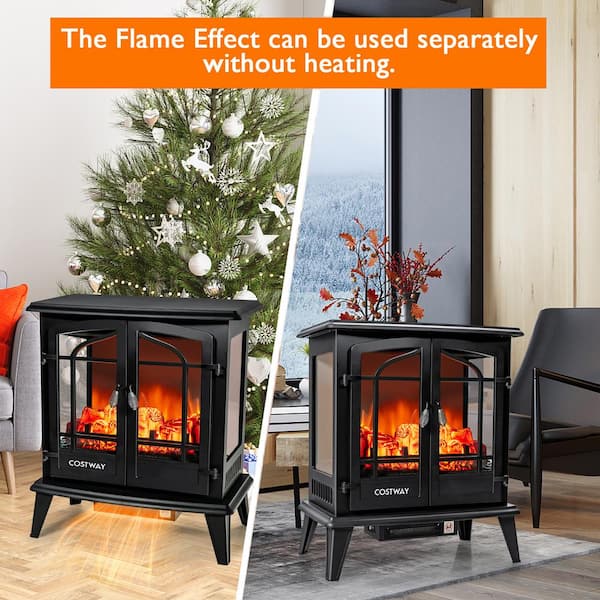 Costway 25 Freestanding Iron Electric Fireplace Heater Stove