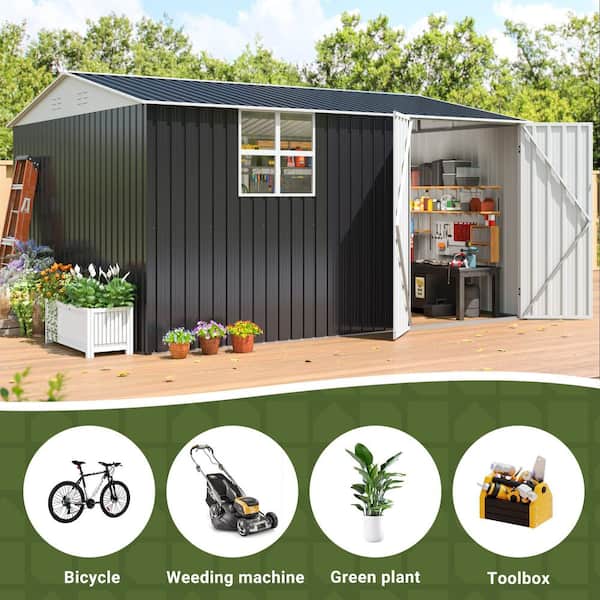 AirWire 12 ft. W x 10 ft. D Metal Outdoor Storage Shed with Vents