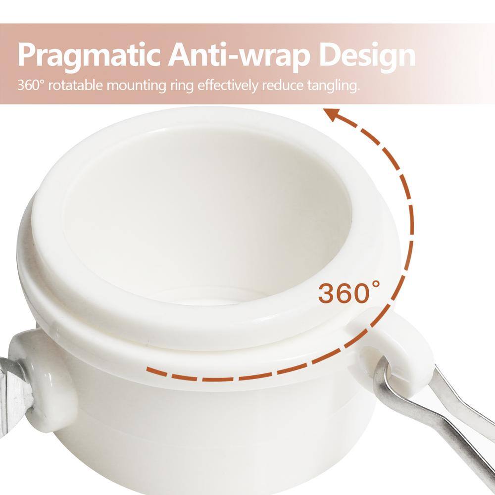White 1-Inch Diameter Tangle-Free Flagpole Ring with Metal Clip