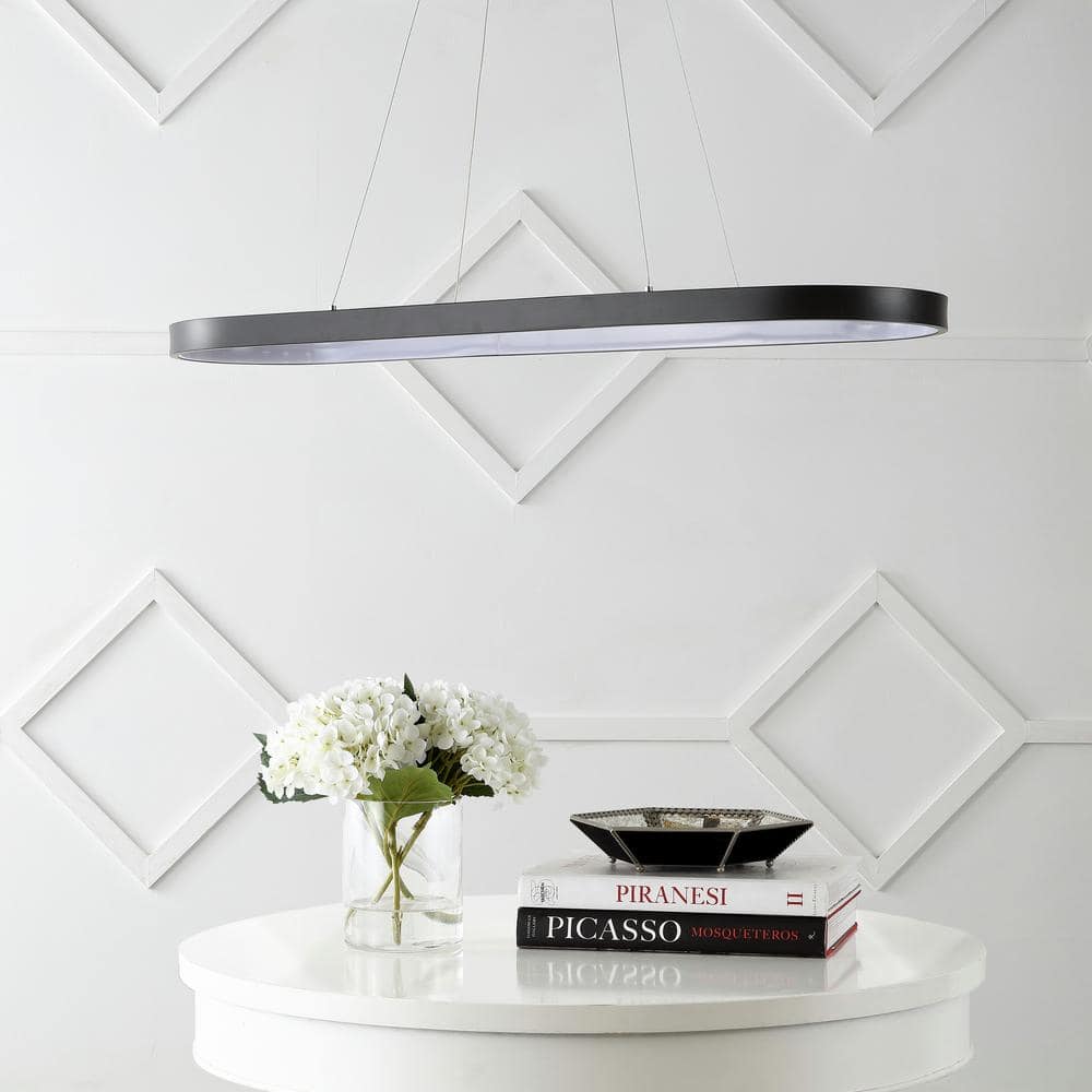 Nolan 38.75" Satin Black Modern Bohemian LED Linear Pendant