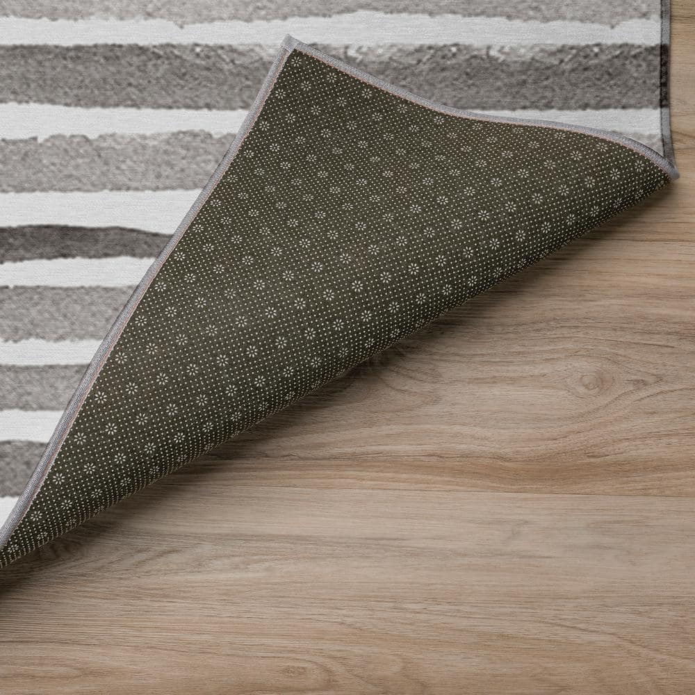 Coastal Tranquility Gray Chenille 10' x 14' Washable Area Rug
