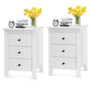 14.5 in. White 26 in. Rectangular Chipboard and MDF End Table with Drawers 2 Pieces
