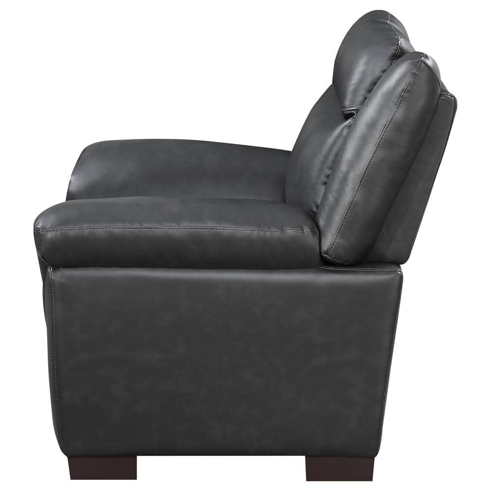 Contemporary Gray Stripe 39'' Faux Leather Armchair
