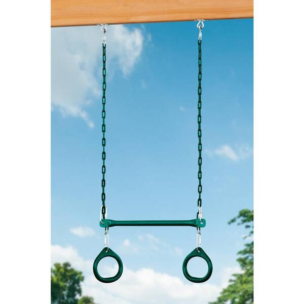 Creative Cedar Designs 3800-G Trailside Complete Wood Swing Set with Green Playset Accessories - 3