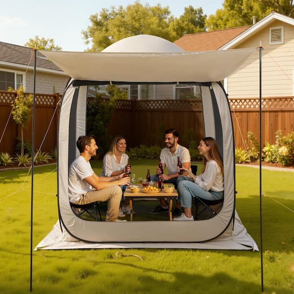SKONYON Pop-Up Screen House Tent with Extended Awning and Carry