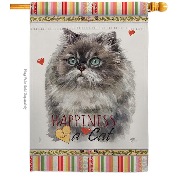Breeze Decor 28 in. x 40 in. Himalayan Happiness Cat House Flag Double-Sided Readable Both Sides Animals Decorative