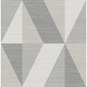 Winslow Stone Grey Geometric Faux Grasscloth Wallpaper Sample