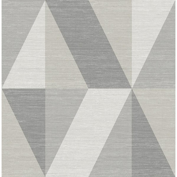 A-Street Prints Winslow Stone Grey Geometric Faux Grasscloth Wallpaper Sample